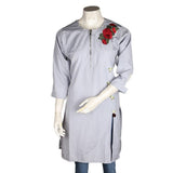 Women's Flower Kurti - Light Grey - test-store-for-chase-value