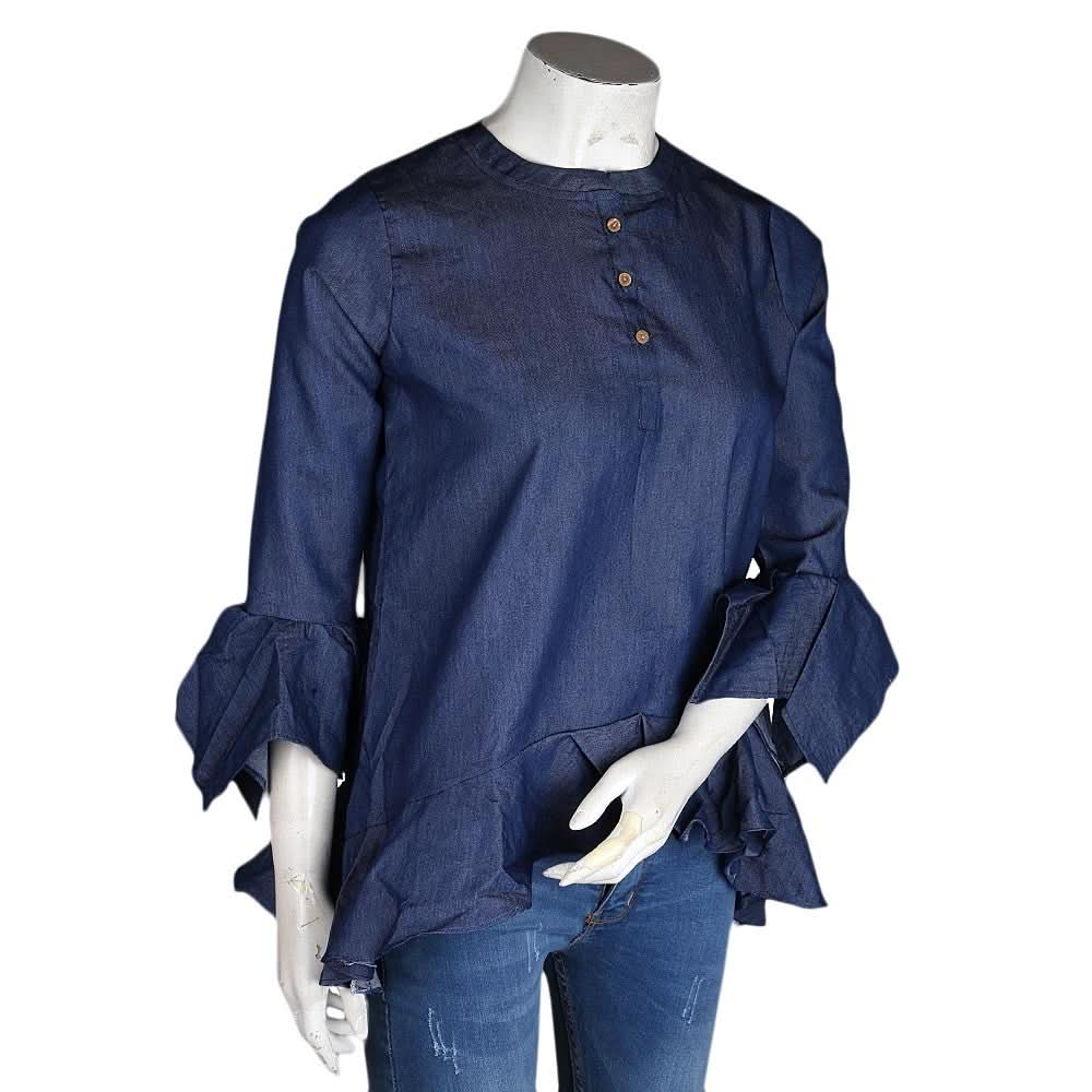 Women's Denim Top - Navy Blue - Navy/Blue - test-store-for-chase-value