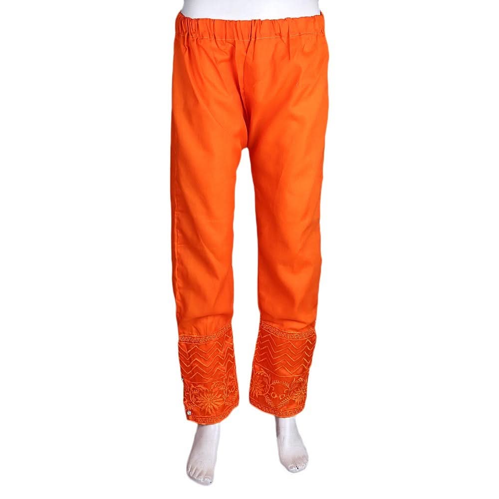 Women's Embroidered Trouser - Orange - test-store-for-chase-value