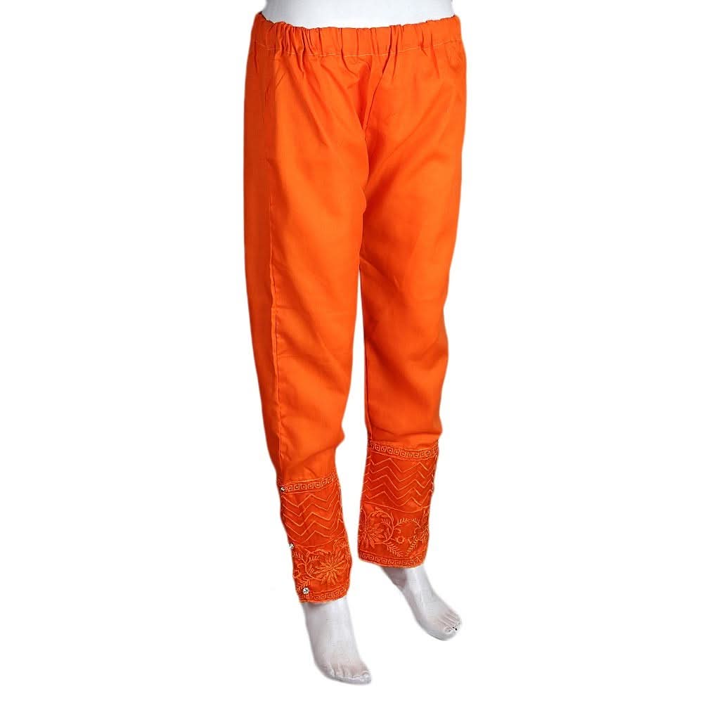 Women's Embroidered Trouser - Orange - test-store-for-chase-value