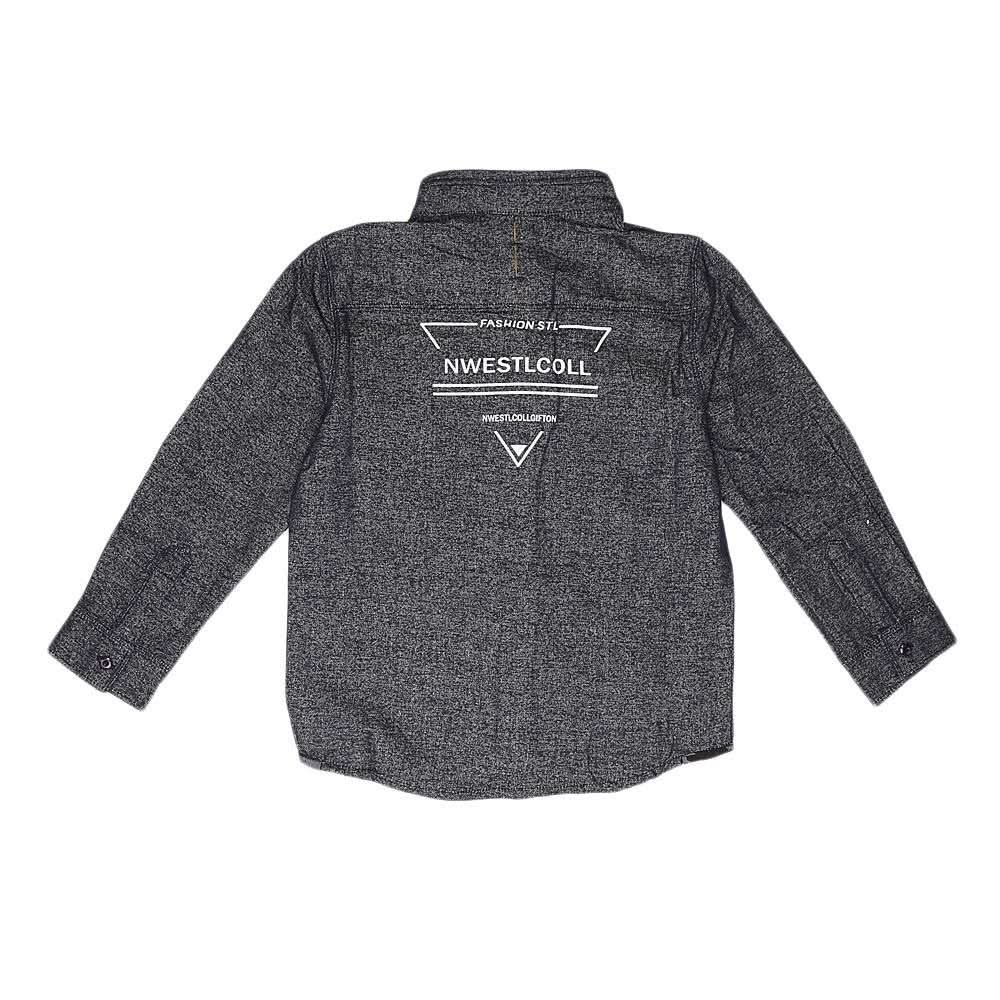 Boys Full Sleeves Denim Shirt - Dark Grey - test-store-for-chase-value