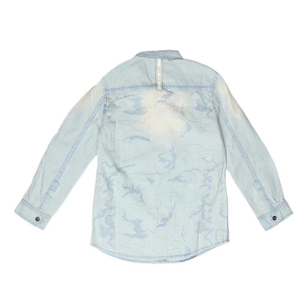 Boys Full Sleeves Denim Shirt - Light Blue - test-store-for-chase-value