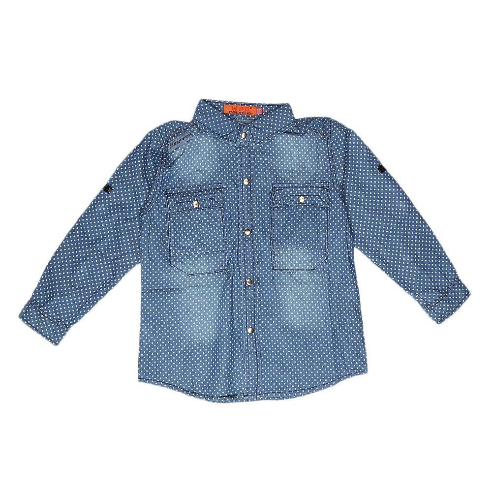 Boys Full Sleeves Denim Shirt - Blue - test-store-for-chase-value