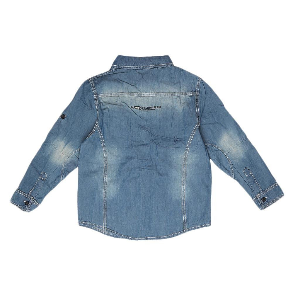 Boys Full Sleeves Denim Shirt - Blue - test-store-for-chase-value