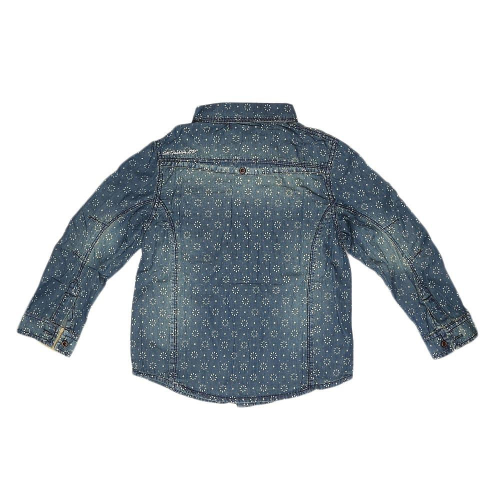 Boys Full Sleeves Denim Shirt - Dark Blue - test-store-for-chase-value