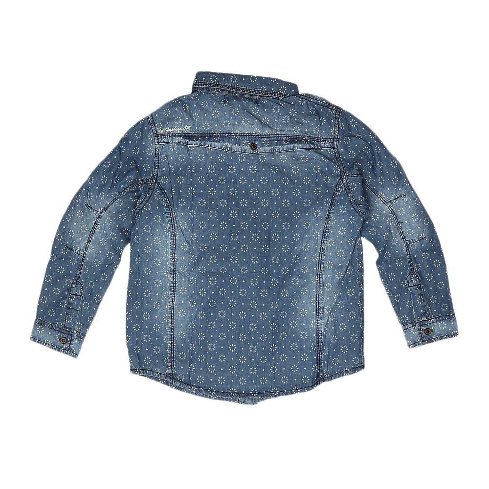 Boys Full Sleeves Denim Shirt - Blue - test-store-for-chase-value