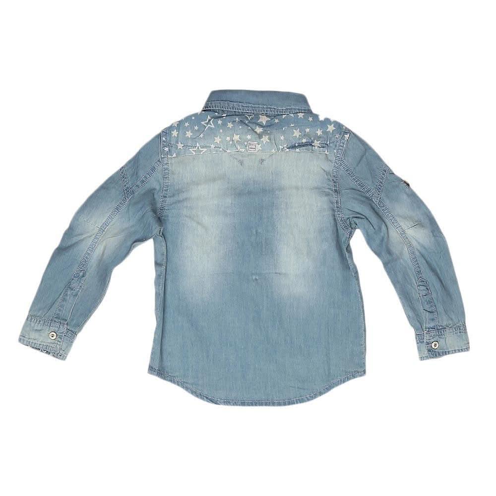 Boys Full Sleeves Denim Shirt - Light Blue - test-store-for-chase-value