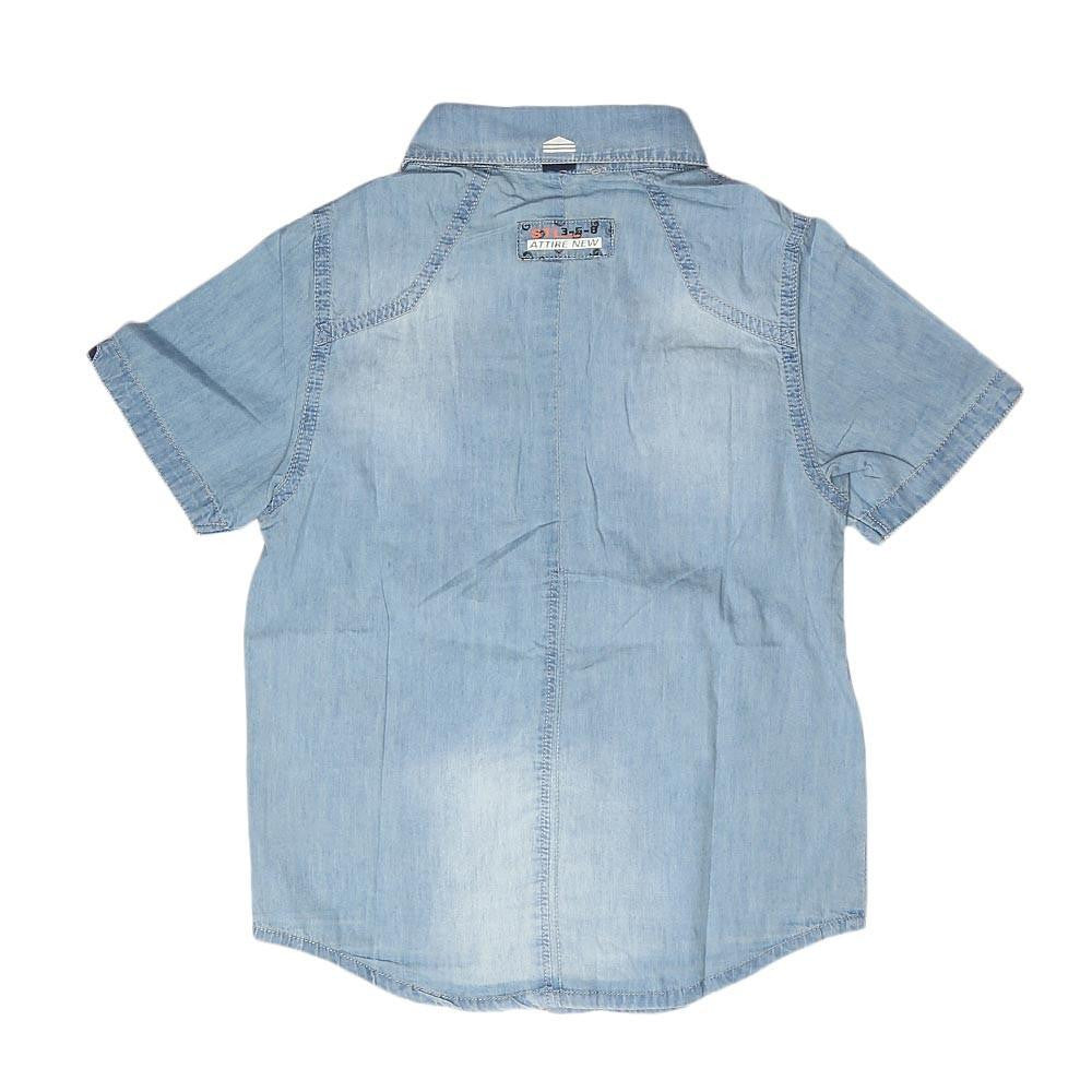 Boys Half Sleeves Denim Shirt - Light Blue - test-store-for-chase-value