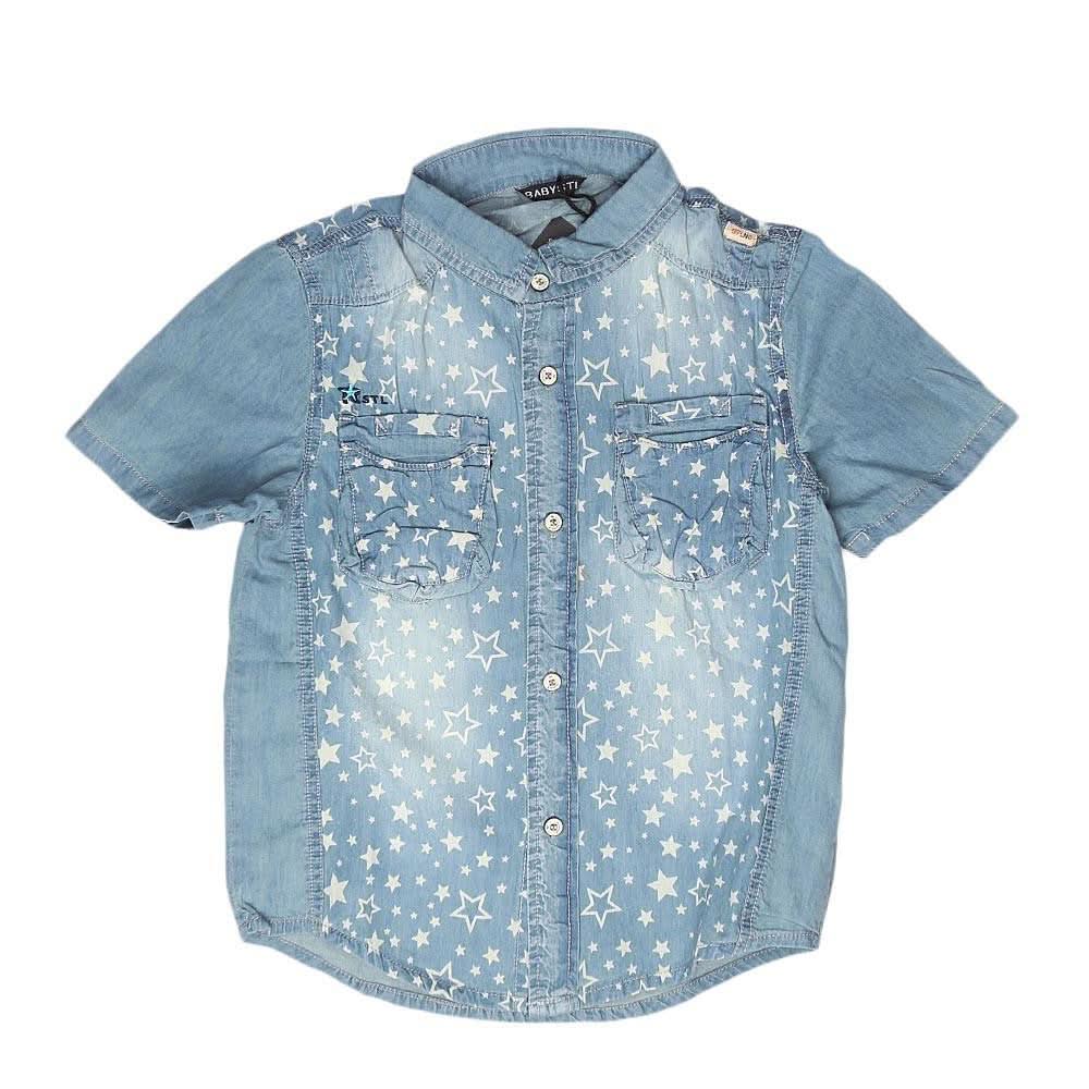Boys Half Sleeves Denim Shirt - Light Blue - test-store-for-chase-value