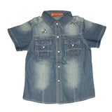 Boys Half Sleeves Denim Shirt - Blue - test-store-for-chase-value
