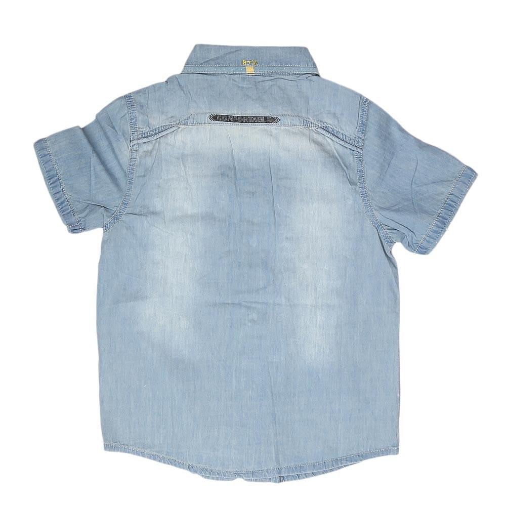 Boys Half Sleeves Denim Shirt - Light Blue - test-store-for-chase-value