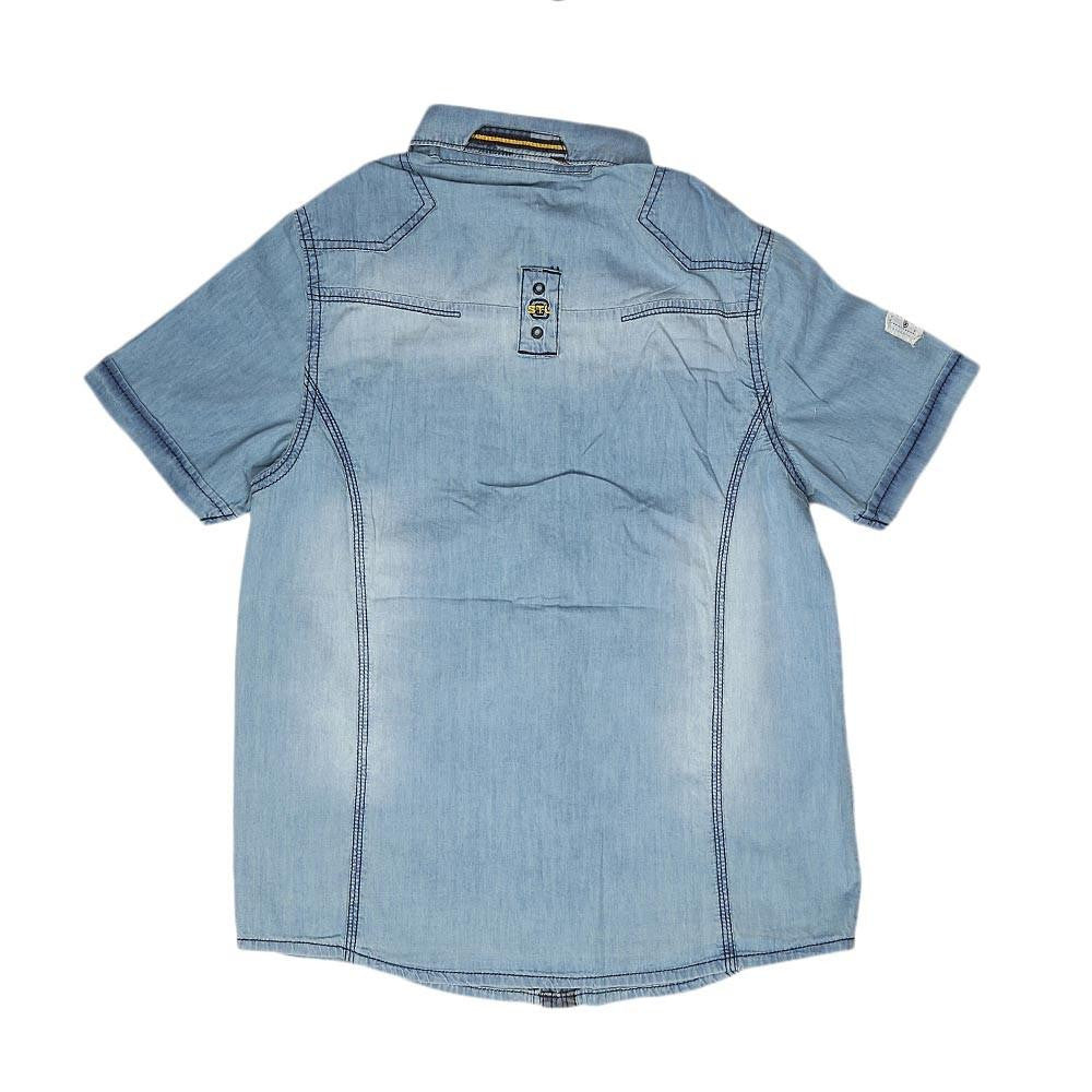 Boys Half Sleeves Denim Shirt - Light Blue - test-store-for-chase-value