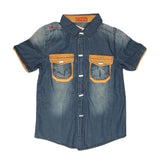 Boys Half Sleeves Denim Shirt - Blue - test-store-for-chase-value