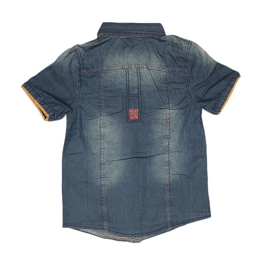 Boys Half Sleeves Denim Shirt - Blue - test-store-for-chase-value