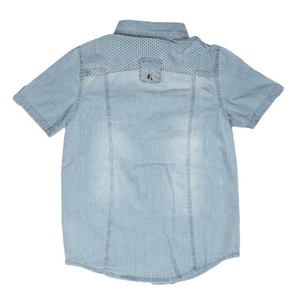 Boys Half Sleeves Denim Shirt - Light Blue - test-store-for-chase-value