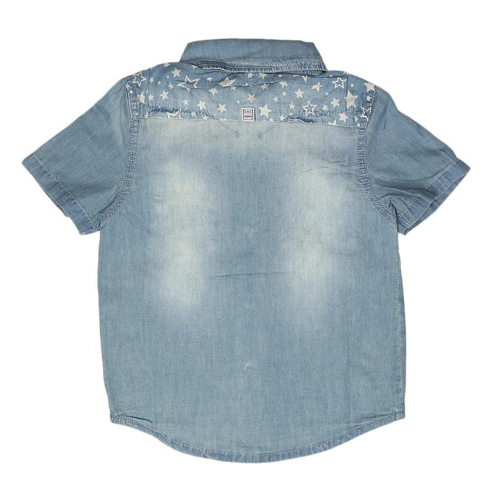 Boys Half Sleeves Denim Shirt - Light Blue - test-store-for-chase-value