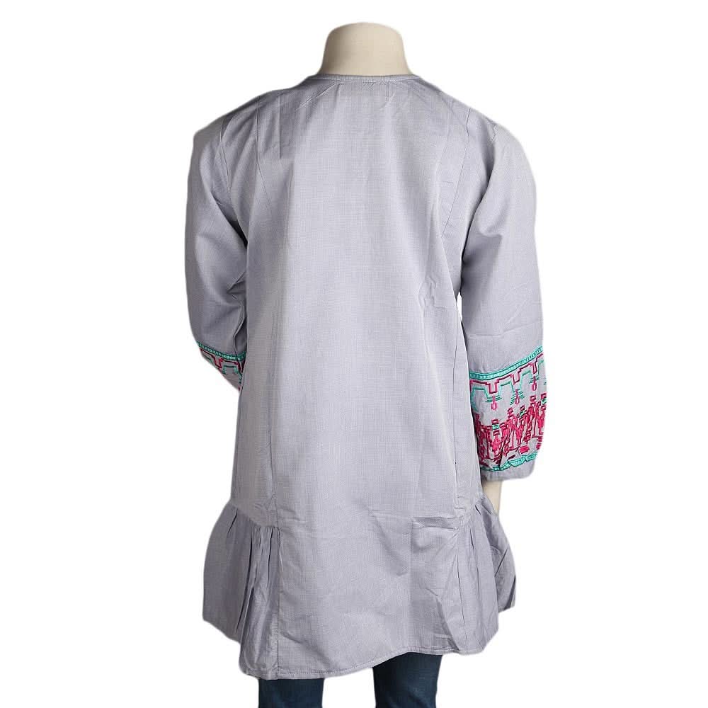 Women's Embroidered Top - Light Grey - test-store-for-chase-value