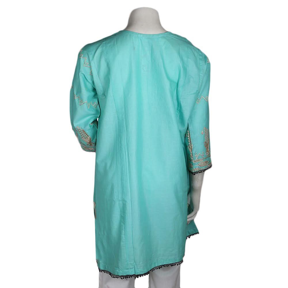 Women's Embroidered Jhabla - Cyan - test-store-for-chase-value