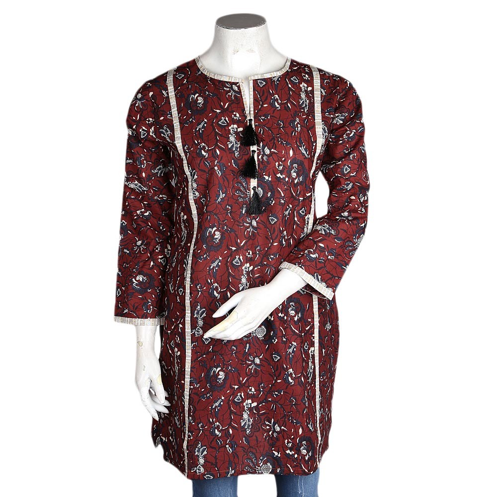 Women's Printed Kurti - Dark Brown - test-store-for-chase-value