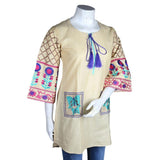 Women's Embroidered Top - Beige - test-store-for-chase-value