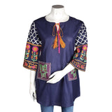 Women's Embroidered Top - Navy Blue - Navy/Blue - test-store-for-chase-value