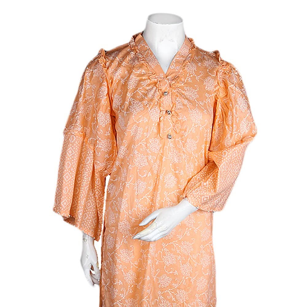 Women's Printed 2 Pcs lawn Suit - Orange - test-store-for-chase-value