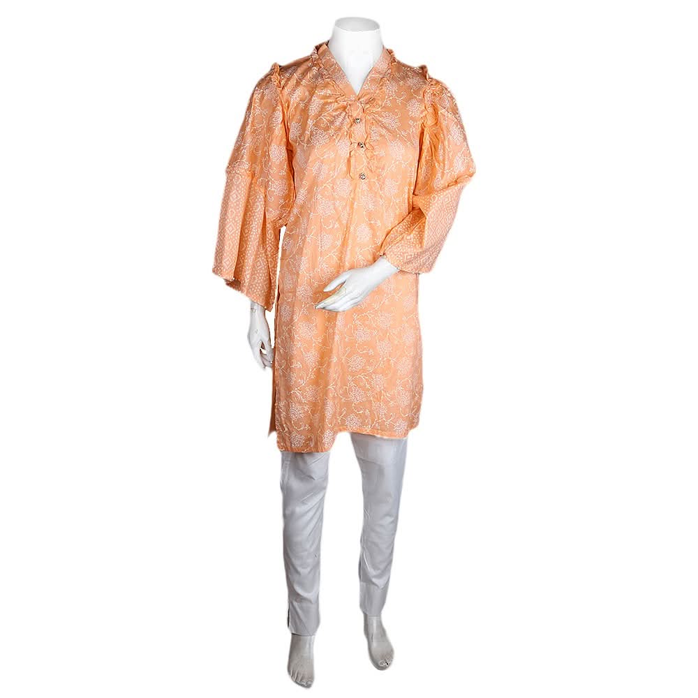 Women's Printed 2 Pcs lawn Suit - Orange - test-store-for-chase-value
