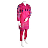 Women's Embroidered 2 Pcs Cotton Suit - Pink - test-store-for-chase-value