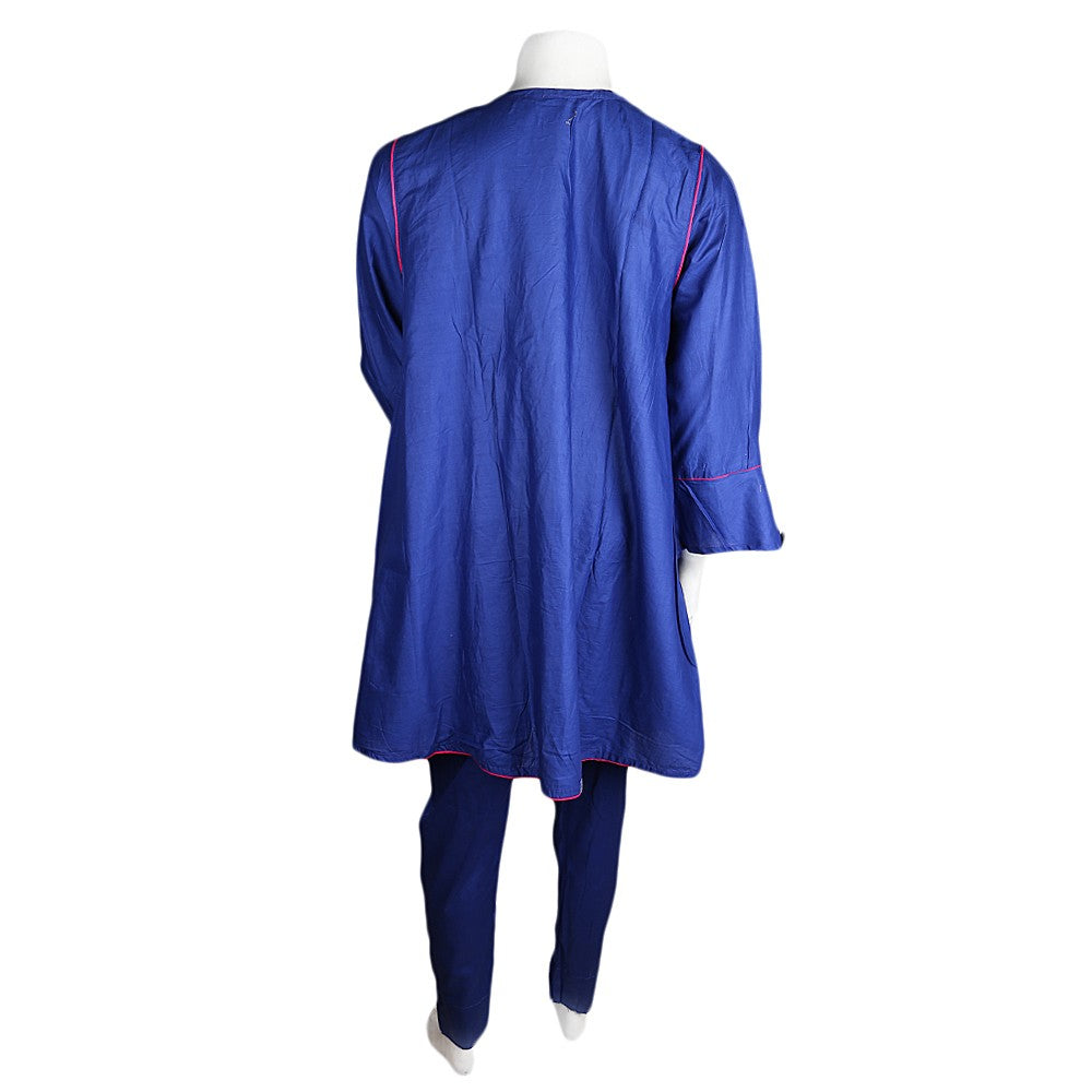 Women's Embroidered 2 Pcs Cotton Suit - Navy-Blue - Navy/Blue - test-store-for-chase-value