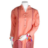 Women's Embroidered 2 Pcs Cotton Suit - Peach - test-store-for-chase-value