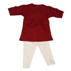 Newborn Girls Embroidered Frock Suit - Maroon - test-store-for-chase-value