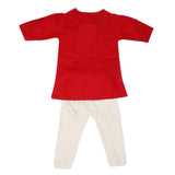 Newborn Girls Embroidered Frock Suit - Red - test-store-for-chase-value