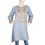 Women's Embroidered Kurti -Steel-Blue, Women, Ready Kurtis, Chase Value, Chase Value