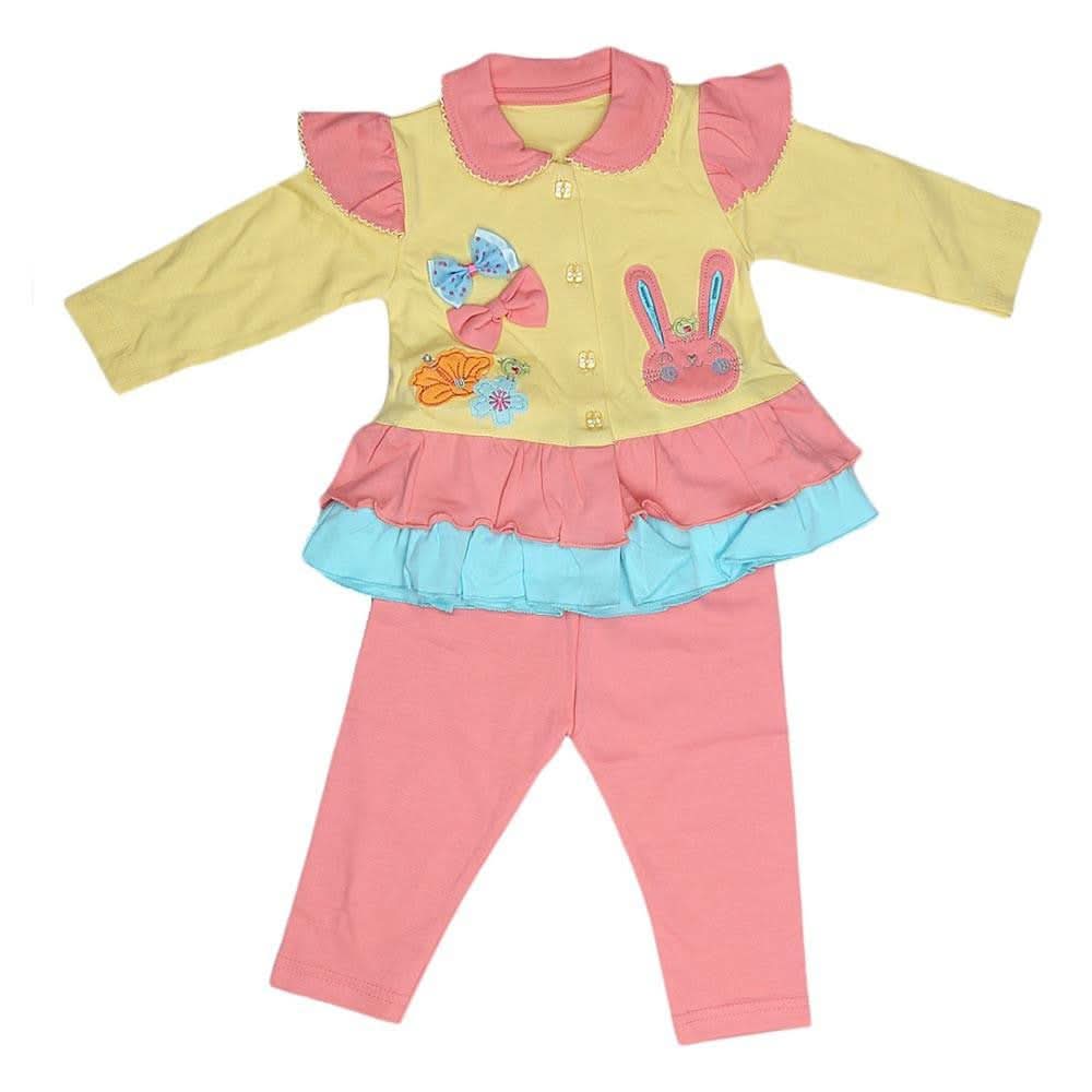 Newborn Girls Full Sleeves 3 Piece Suit - Yellow - test-store-for-chase-value