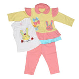 Newborn Girls Full Sleeves 3 Piece Suit - Yellow - test-store-for-chase-value