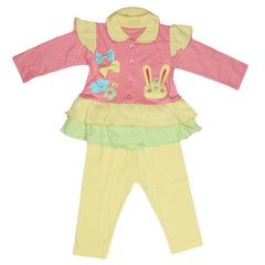 Newborn Girls Full Sleeves 3 Piece Suit - Peach - test-store-for-chase-value