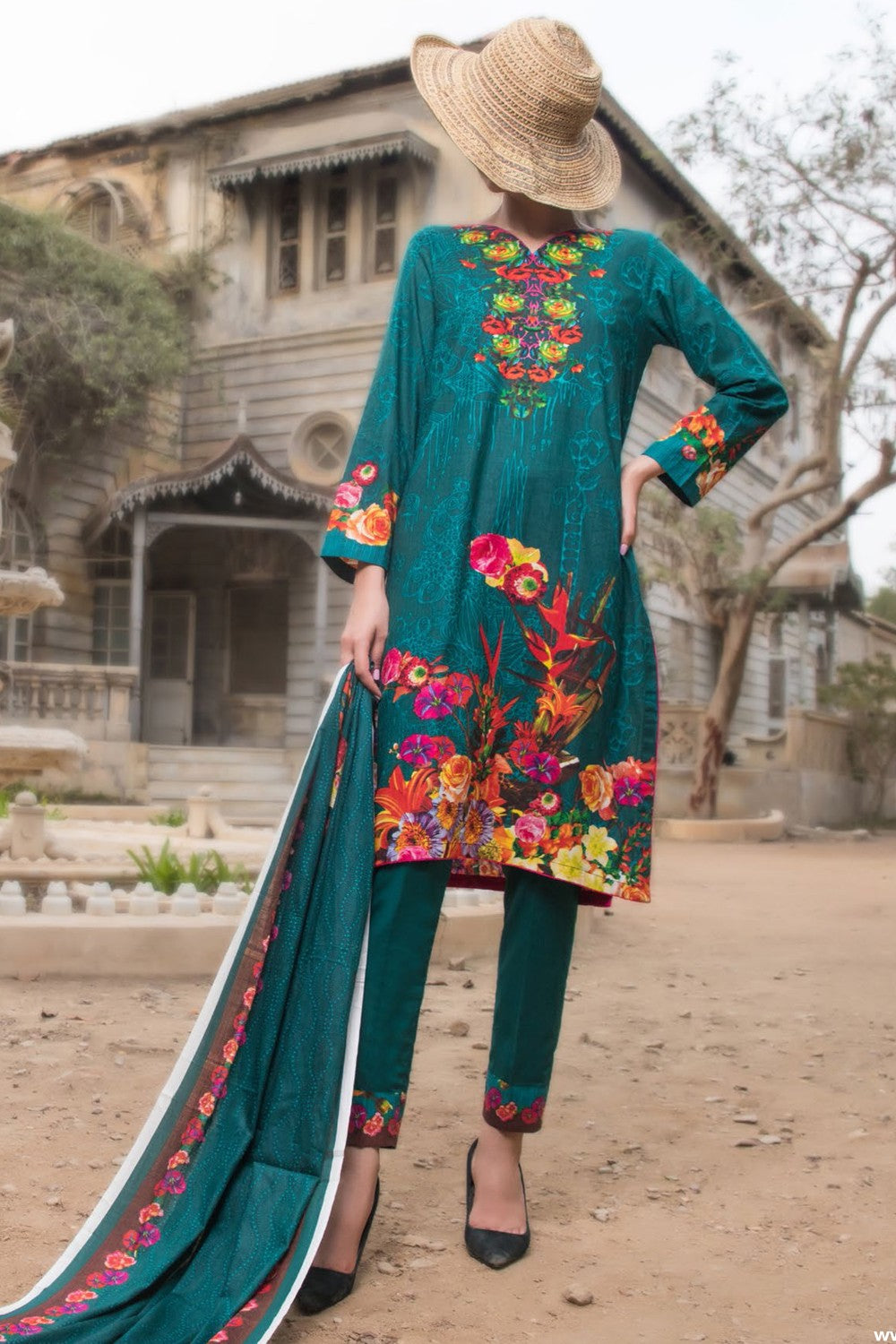 VS Printed Classic Cambric Cotton Suit-308A - test-store-for-chase-value