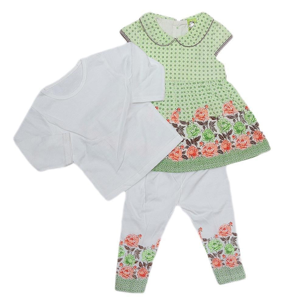 Newborn Girls Full Sleeves Suit - Green - test-store-for-chase-value