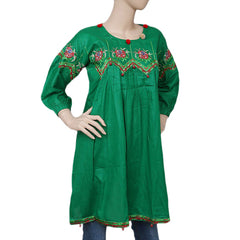 Women's Embroidered Kurti - Green - test-store-for-chase-value