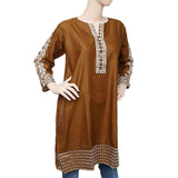 Women's Embroidered Kurti - Brown - test-store-for-chase-value