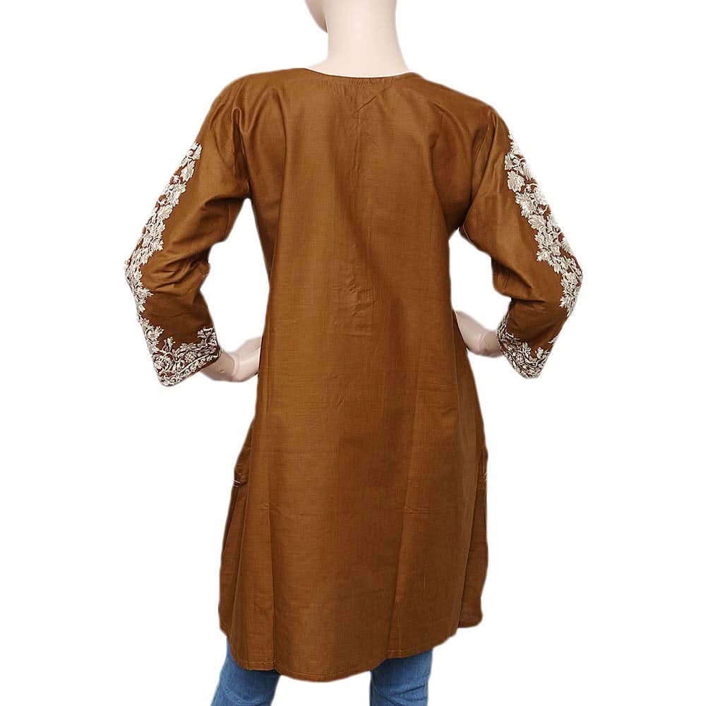 Women's Embroidered Kurti - Brown - test-store-for-chase-value