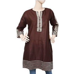 Women's Embroidered Kurti - Coffee - test-store-for-chase-value