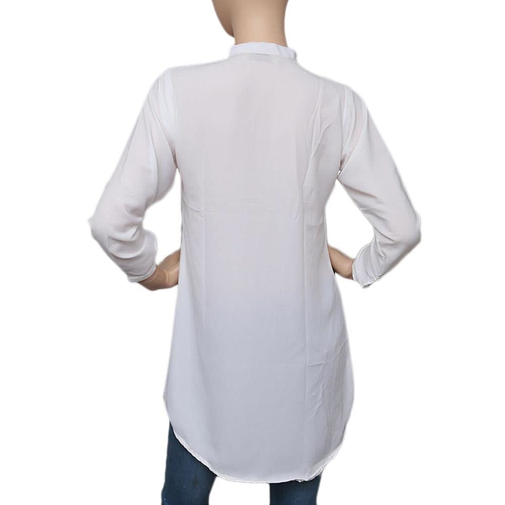 Women's Pleated Western Net Top - White - test-store-for-chase-value