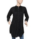 Women's Pleated Western Net Top - Black - test-store-for-chase-value