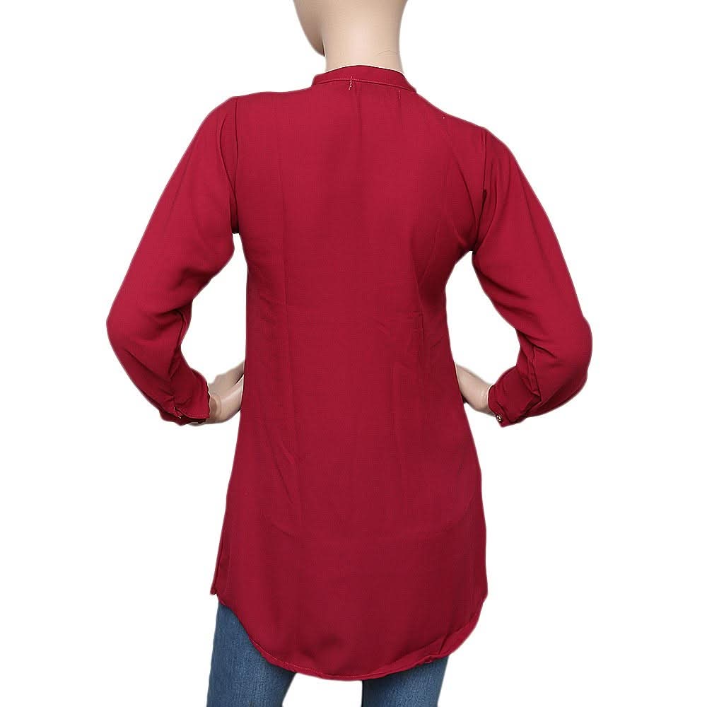 Women's Pleated Western Net Top - Maroon - test-store-for-chase-value