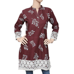 Women's Printed Kurti - Maroon - test-store-for-chase-value