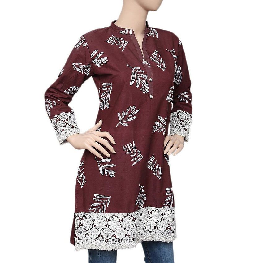 Women's Printed Kurti - Maroon - test-store-for-chase-value