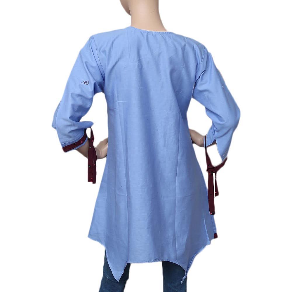 Women's Cross V-Neck Kurti - Light Blue - test-store-for-chase-value