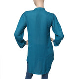 Women's Chiffon Zipper Top - Steel Blue - test-store-for-chase-value