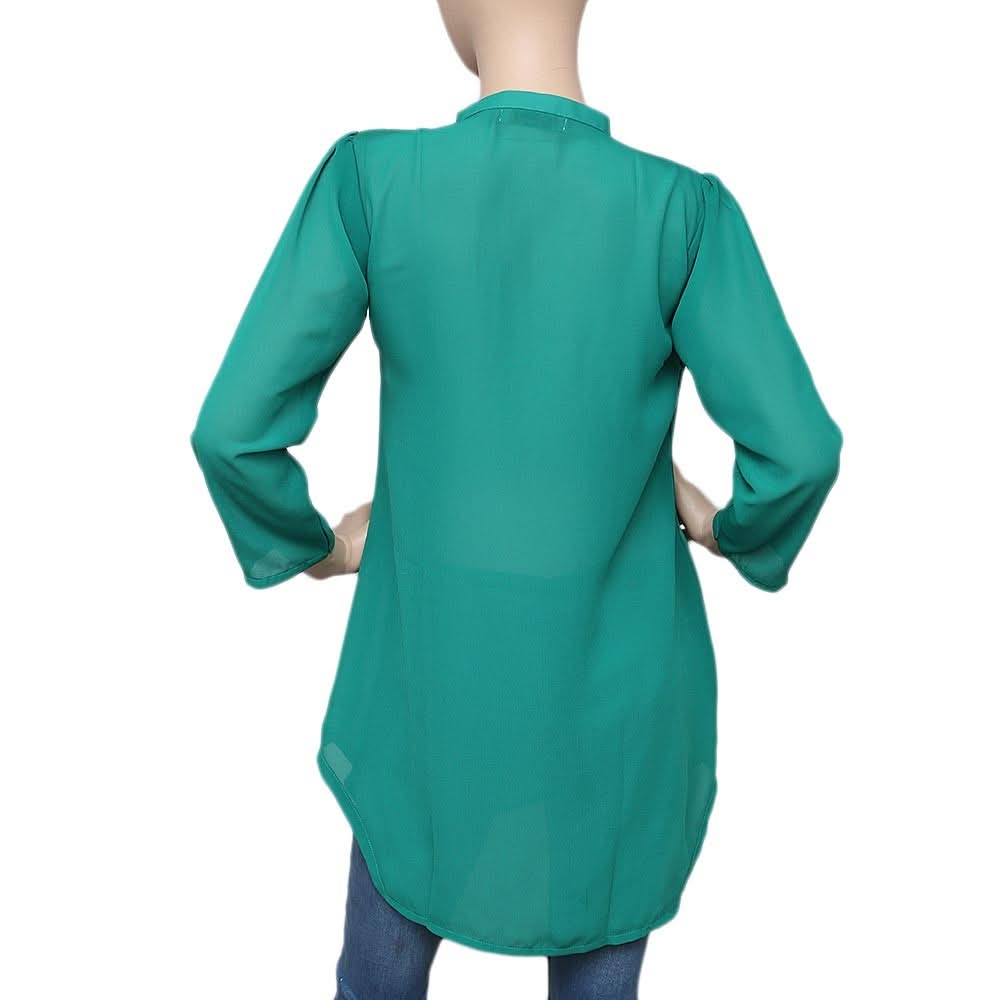 Women's Chiffon Zipper Top - Green - test-store-for-chase-value